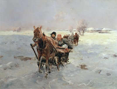 Trineos en un Paisaje Invernal de Janina Konarsky